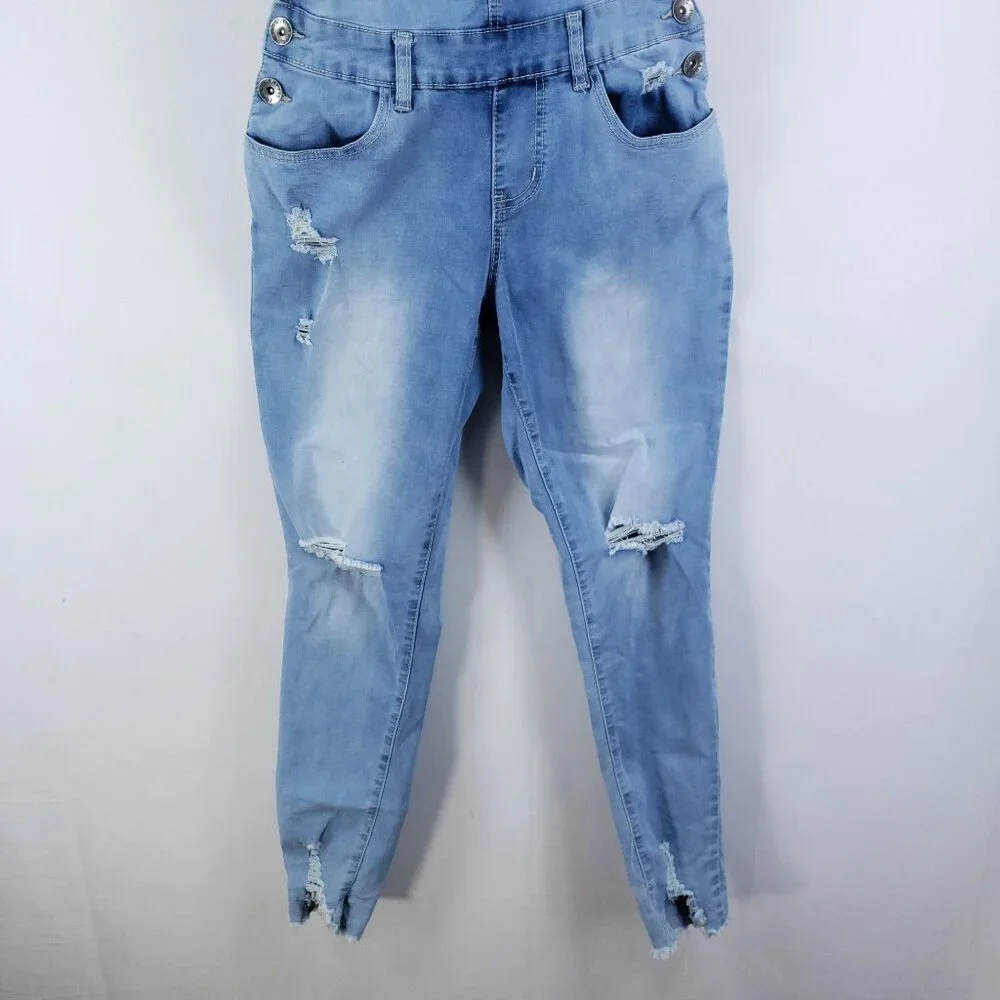 Traffic Jeans Wear Destroyed Fashion Overalls Women's Size 29 Light Wash - Picture 4 of 9
